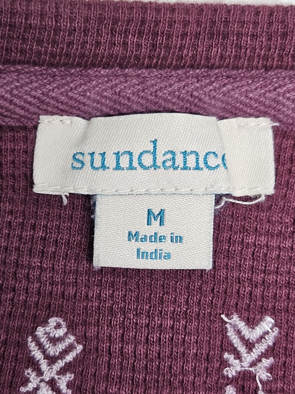 Sundance Fayette Floral Embroidered Henley Top Size Medium - Picture 2 of 9